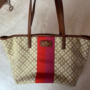 Kate Spade Pink and Red stripe tote bag